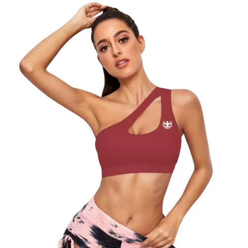 Womens Red One Strap Sports Bra With No Steel Ring