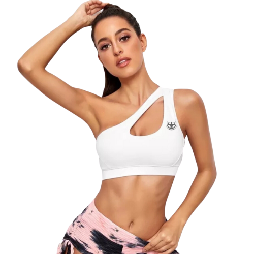 Womens White One Strap Sports Bra With No Steel Ring