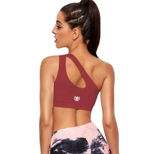 Womens Red One Strap Sports Bra With No Steel Ring