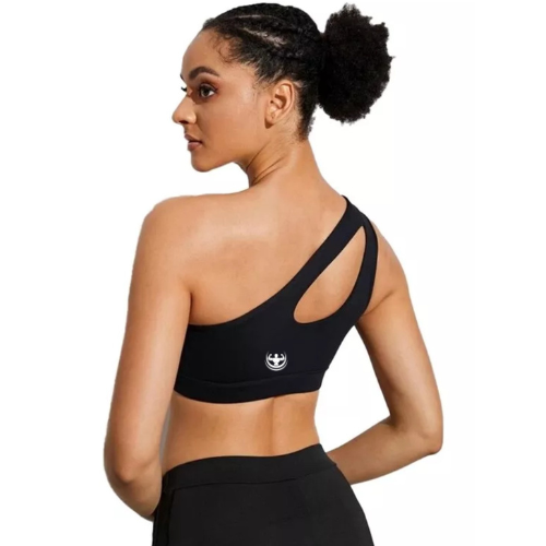 Womens Black One-Strap Sports Bra With No Steel Ring - HAMERSFITNESS