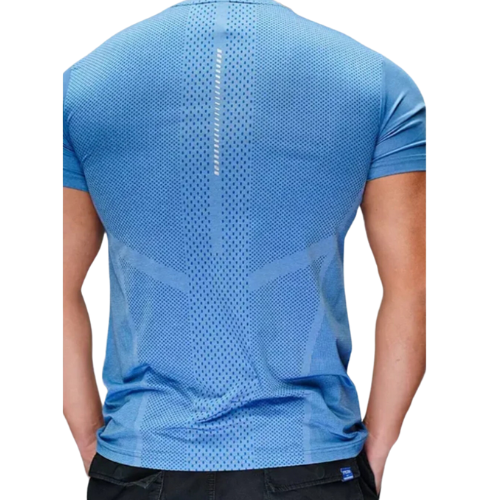 Mens Blue Quick-Dry Ice Silk Fitness T Shirt - HAMERSFITNESS
