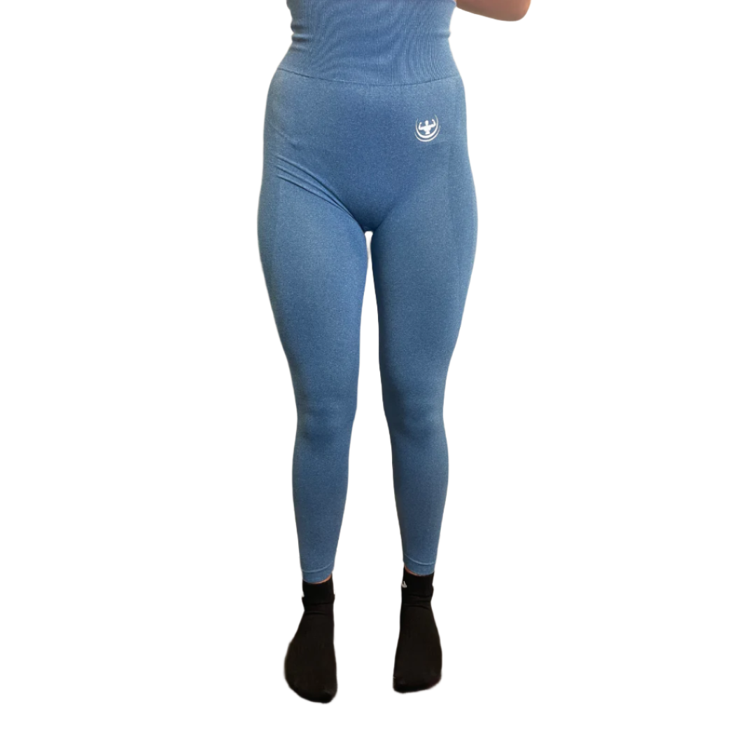 Women Blue High Waist Seamless Running / Gym Leggings