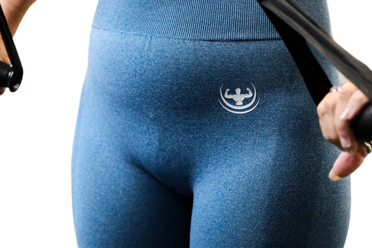 Women Blue High Waist Seamless Running / Gym Leggings - HAMERSFITNESS