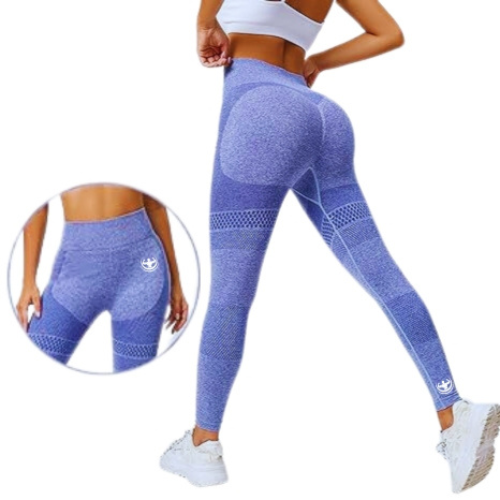 Womens Dark Blue High Waist Seamless Push-Up Booty Lifting Leggings