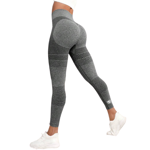 Womens Grey High Waist Seamless Push-Up Booty Lifting Leggings