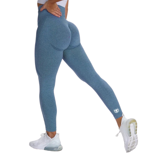 Women Blue High Waist Seamless Running / Gym Leggings