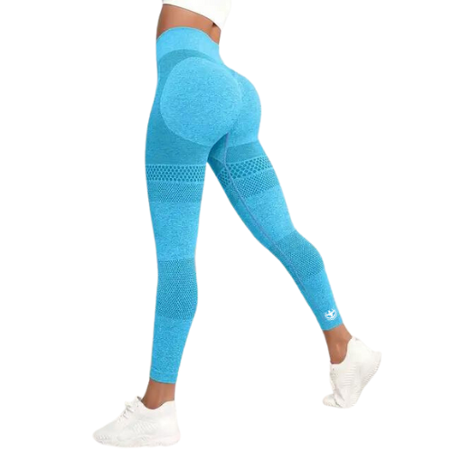 Womens Blue High Waist Seamless Push-Up Booty Lifting Leggings