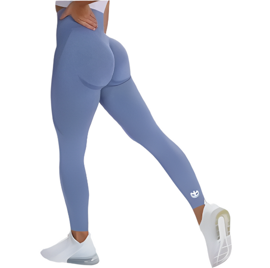 Women Light Blue High Waist Seamless Running / Gym Leggings