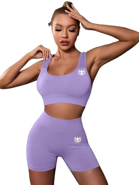 Two Piece Purple Seamless Yoga/Gym Set