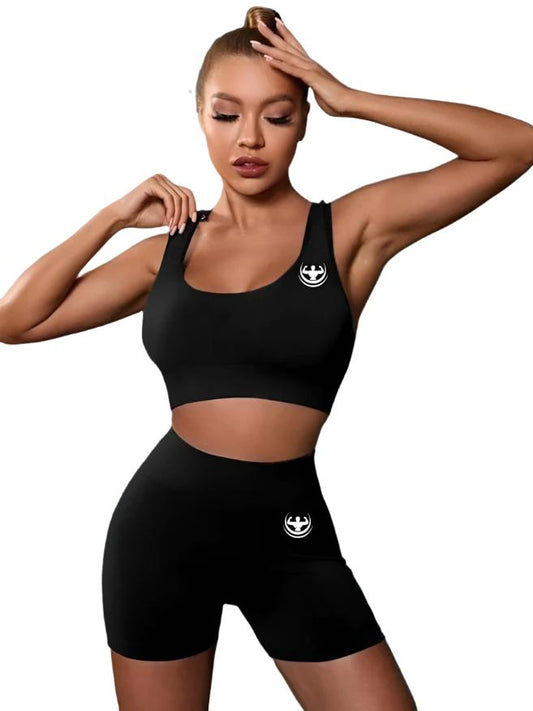 Two Piece Black Seamless Yoga/Gym Set